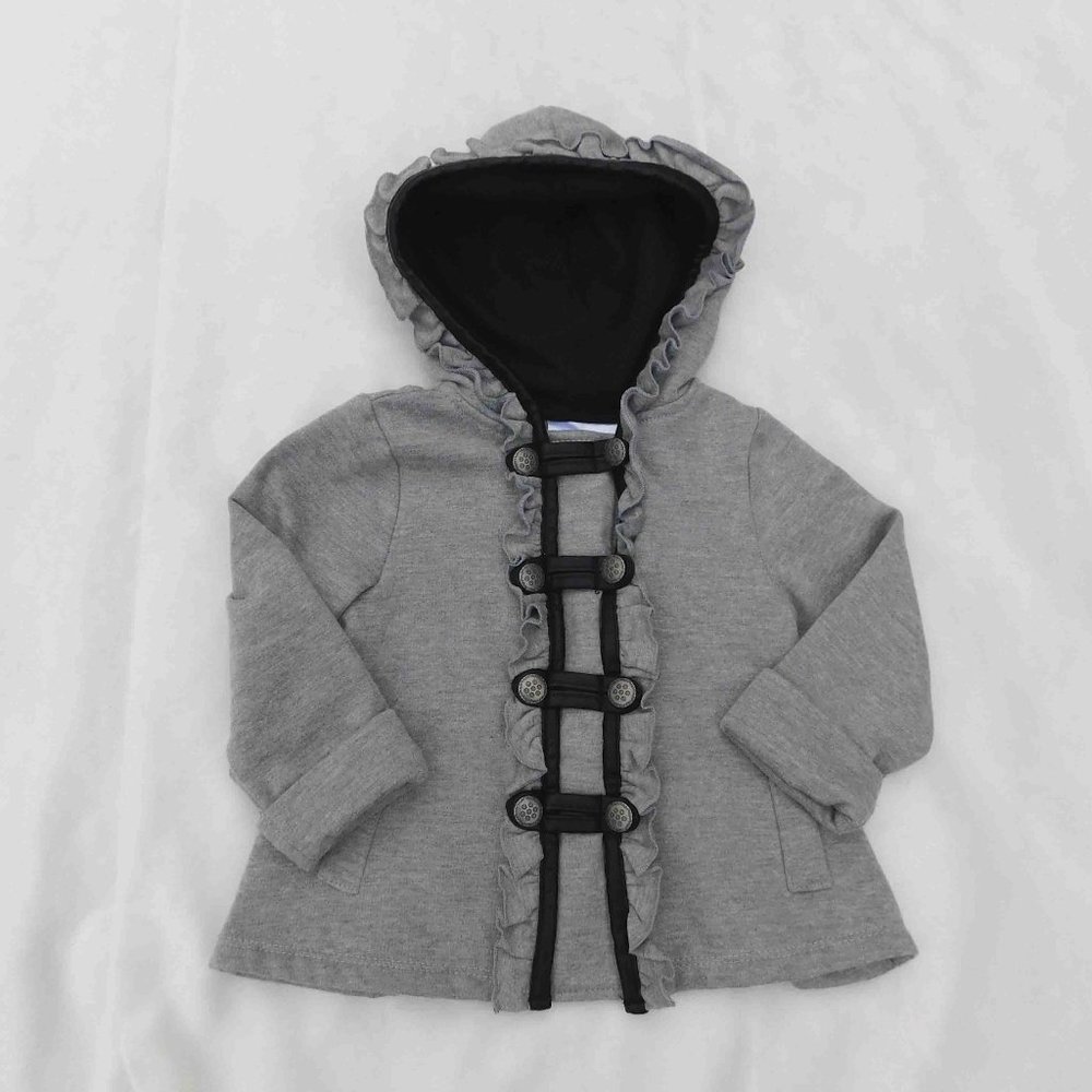 Lydia Jane 12M Hooded Jacket with Ruffles & Faux-Leather Trim